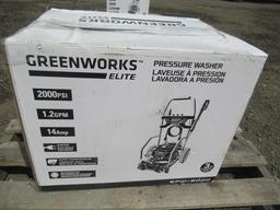 GREENWORKS EPW 2000 ELITE ELECTRIC PRESSURE WASHER, 2000 PSI, 1.2 GPM W/ HOSE & NOZZLE (UNUSED)