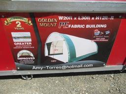 2022 GOLDEN MOUNT 20' X 30' X 12' FABRIC STORAGE BUILDING (UNUSED- IN CRATE)