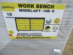 STEELMAN 6' ROLLING WORK BENCH W/ 10 DRAWERS (UNUSED)