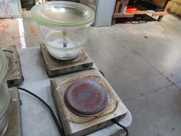 (2) ELECTRIC HEATING PLATES W/PYREX BOWL