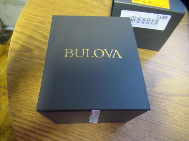 BULOVA MEN'S WRIST WATCH, STAINLESS FINISH, AUTO WIND, VISUAL BLUE FACE