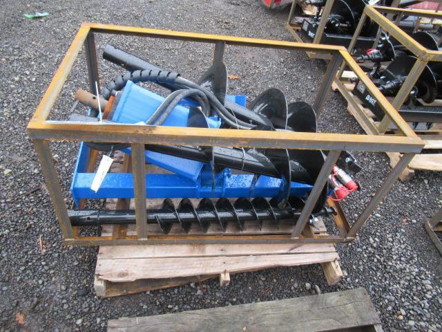 2022 AGROTK SKIDSTEER AUGER ATTACHMENT W/ 6'', 12'' & 14'' AUGER BITS (UNUSED)