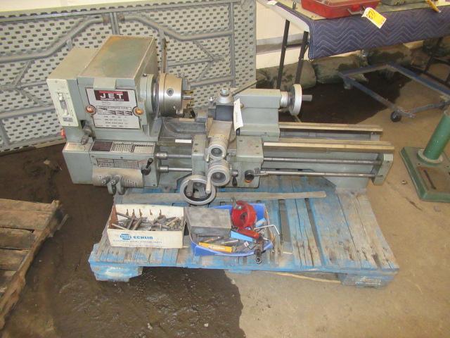 JET BD-1325R BELT DRIVE BENCH TOP ENGINE LATHE W/ ASSORTED TOOLING, 115V