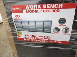 2023 STEELMAN 10' 30-DRAWER STAINLESS STEEL WORK BENCH (UNUSED)