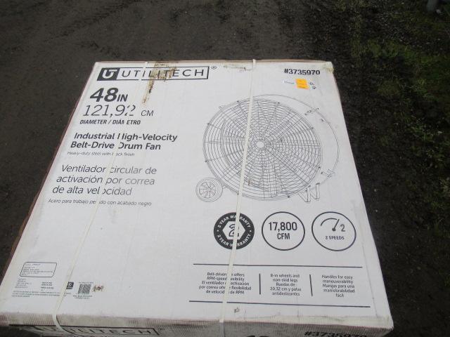 48'' UTILITECH INDUSTRIAL DRUM FAN, INDUSTRIAL HIGH VEOLICITY BELT DRIVE DRUM FAN