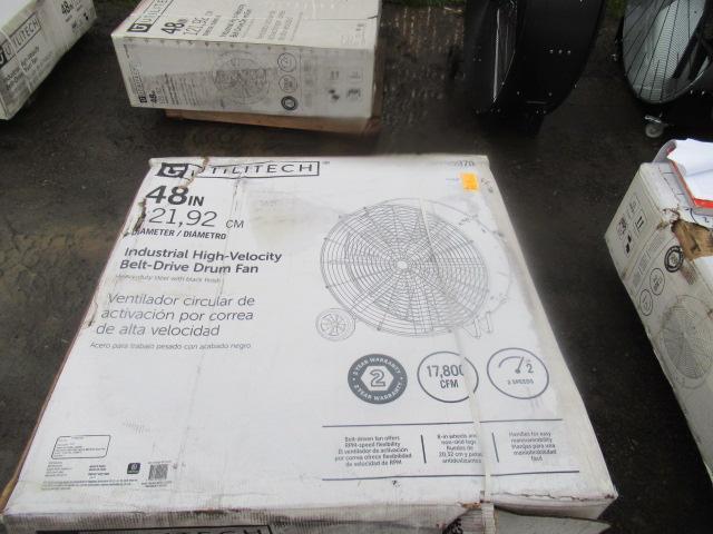 48'' UTILITECH INDUSTRIAL DRUM FAN, INDUSTRIAL HIGH VEOLICITY BELT DRIVE DRUM FAN