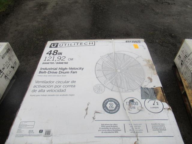 48'' UTILITECH INDUSTRIAL DRUM FAN, INDUSTRIAL HIGH VEOLICITY BELT DRIVE DRUM FAN