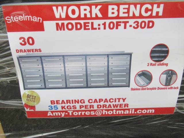 2023 STEELMAN 10' 30-DRAWER WORKBENCH (UNUSED)