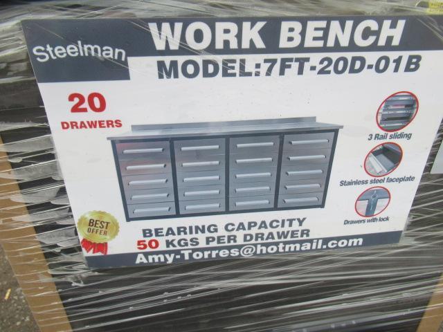 2023 STEELMAN 7' 20-DRAWER WORKBENCH (UNUSED)