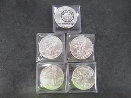 (5) 2023 1OZ SILVER EAGLE COINS