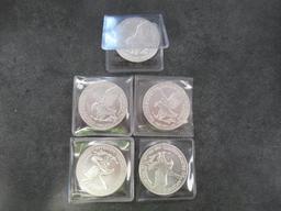 (5) 2023 1OZ SILVER EAGLE COINS