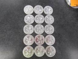 (15) 2023 1OZ SILVER EAGLE COINS