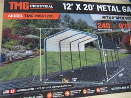 2024 TMG-MSC1220 12' X 20' METAL GARAGE CARPORT SHED (UNUSED)