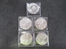 (5) 2023 1OZ SILVER EAGLE COINS