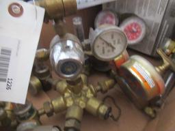 ASSORTED GAS REGULATORS & GAUGES W/ (2) UNUSED GAUGE GUARDS