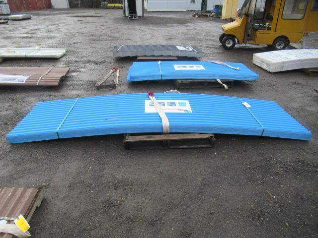 (30) 142'' X 36 3/4'' BLUE PVC SYNTHETIC RESIN POLYESTER CORRUGATED ROOF SHEETS (UNUSED)