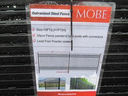 2024 MOBE STEEL FENCING - (20) 10' X 7' FENCE PANELS & (21) POSTS W/ CONNECTORS (UNUSED)