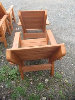 (2) OUTDOOR CEDAR LOUNGE CHAIRS (UNUSED)