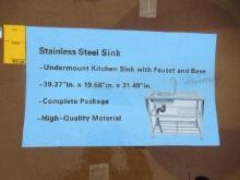 2024 STAINLESS STEEL UNDERMOUNT KITCHEN SINK W/ FAUCET & BASE (UNUSED)