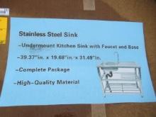 2024 STAINLESS STEEL UNDERMOUNT KITCHEN SINK W/ FAUCET & BASE (UNUSED)