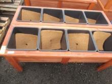 (2) 5' X 18'' 4-POT CEDAR PLANTER BOXES (UNUSED)