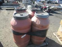 (4) 55GAL PLASTIC BARRELS W/ LIDS