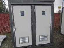 81'' X 50'' X 90'' 110V/220V PORTABLE RESTROOM W/ (2) SEPARATE STALLS, SINKS & LIGHTS, LOCKING