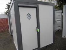 85'' X 75'' X 92'' 110/220V PORTABLE RESTROOM W/ SHOWER, VANITY & SINK, FAN, WINDOW, & FLOOR DRAIN