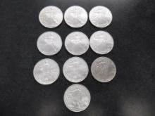 (10) 2010 1OZ SILVER DOLLARS