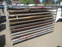 8' 5'' 4' X 2'' X 5' 8.5'' ALUMINUM RACK W/ ASSORTED LAMINATE SHEETS