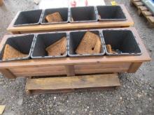 (2) 5' X 18'' 4-POT CEDAR PLANTER BOXES (UNUSED)