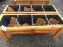 (2) 5' X 18'' 4-POT CEDAR PLANTER BOXES (UNUSED)