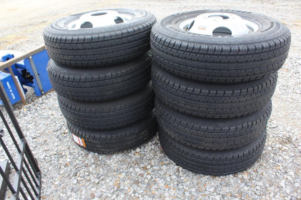 Lot Of (8) 235/80R16 Tires w/ Dual Wheels