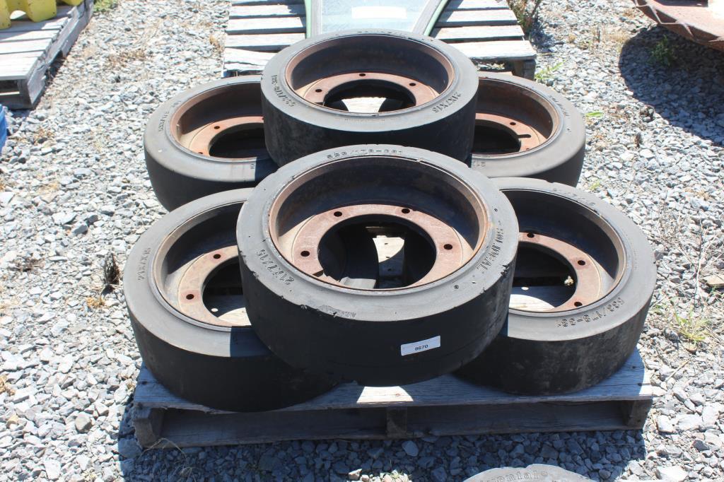 (6) 21 x 7 x 15 Forklift Tires w/ Rims