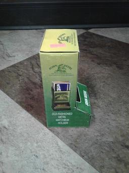 Unused John Deere Metal Matchbox Holder