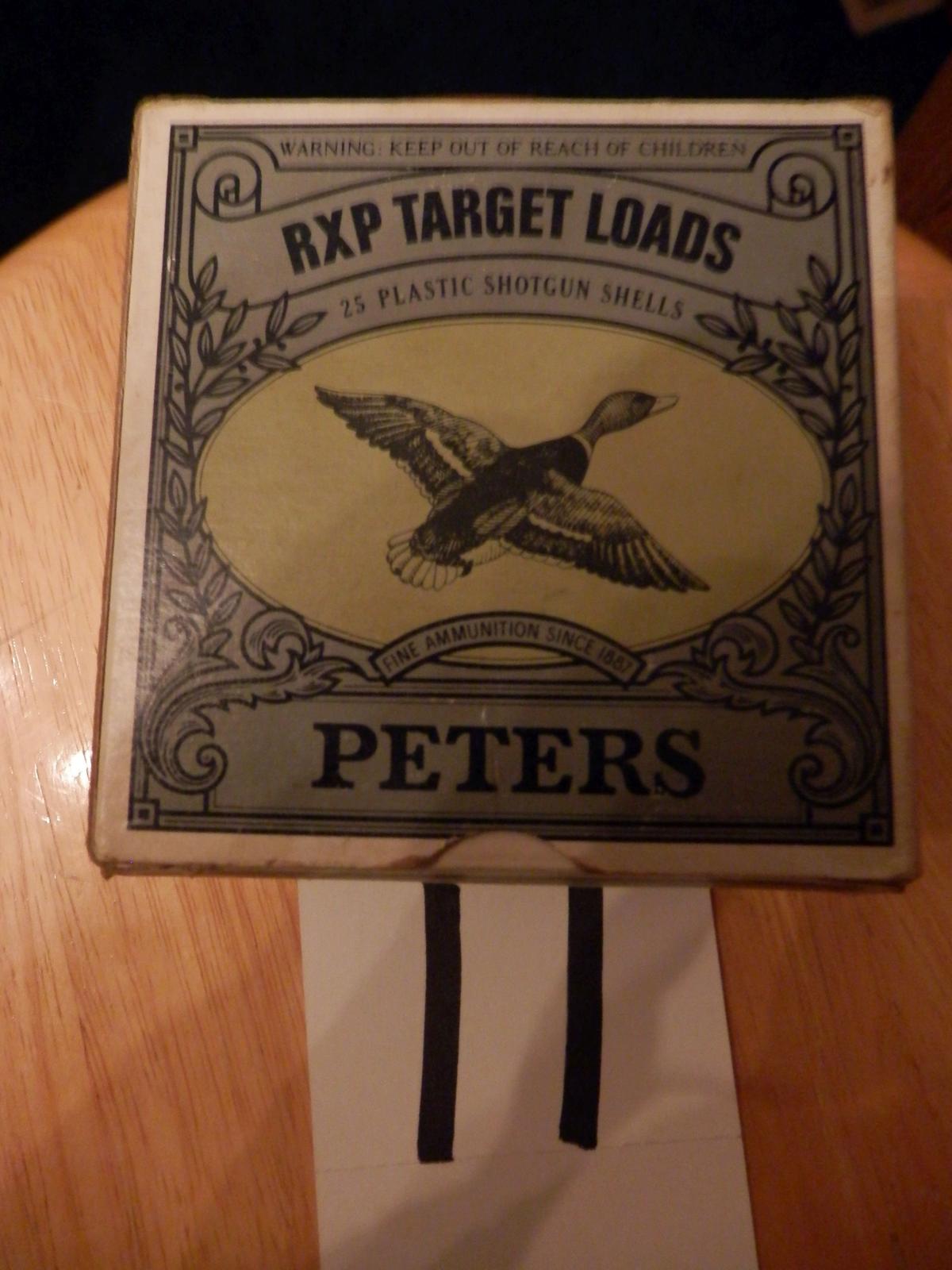 EMPTY BOX OF PETERS RXP TARGET LOAD 12 GA