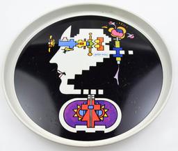 Vintage Peter Max Geometric Man Profile Tray