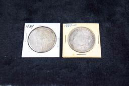 2 Morgan Silver Dollars