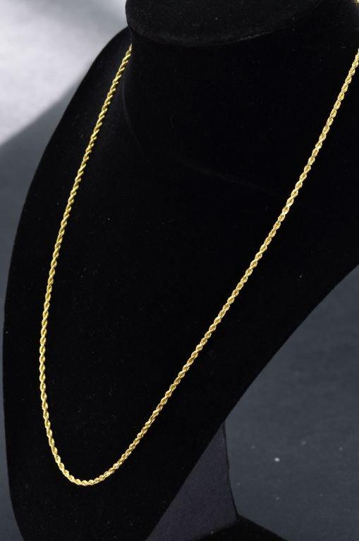 ITEM 112: SOLID 14kt. YELLOW GOLD ROPE NECKLACE