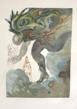 Salvador Dali, 1963 Divine Comedy Inferno “The Prophecy of Vanni Fucci” Wood Block Print