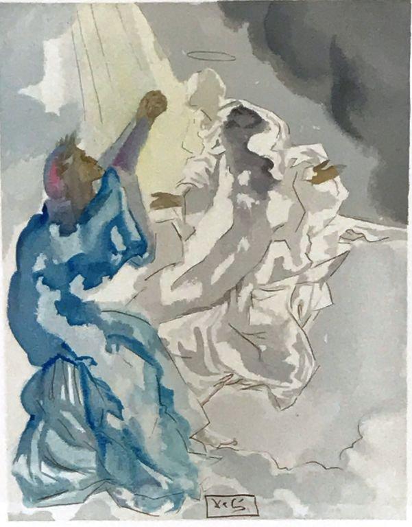 Salvador Dali, 1963 Divine Comedy Paradise “In The Heaven of Mercury” Wood Block Print