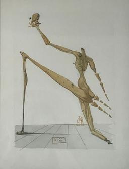 Salvador Dali, 1963 Divine Comedy Inferno “Bertram dal Bornio” Wood Block Print