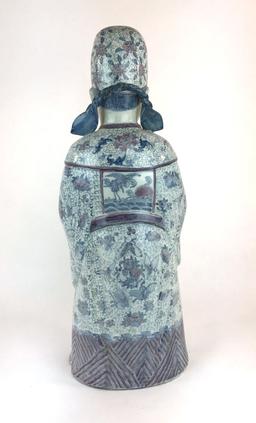 Large Antique / Vintage Oriental Confucius Ceramic Sculpture 23.25" Tall
