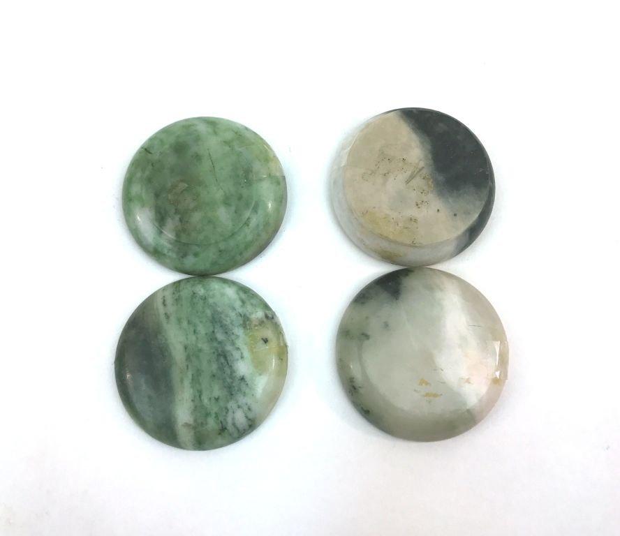 Collection of 8 Antique Oriental Asian Jade Stone Boxes and Disc Paper Weight