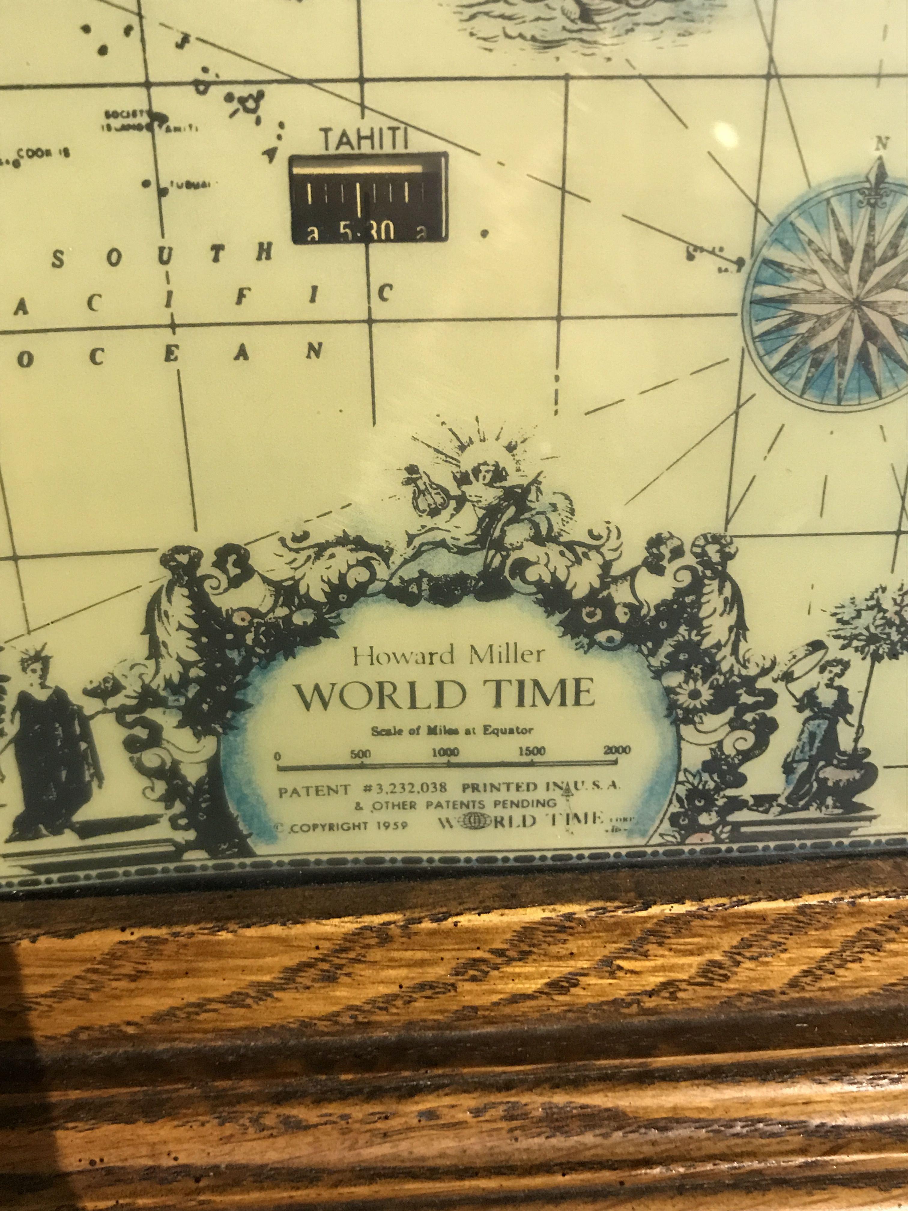 Howard Miller Electronic World Time Clock, Model 612-371, Movement 354034E