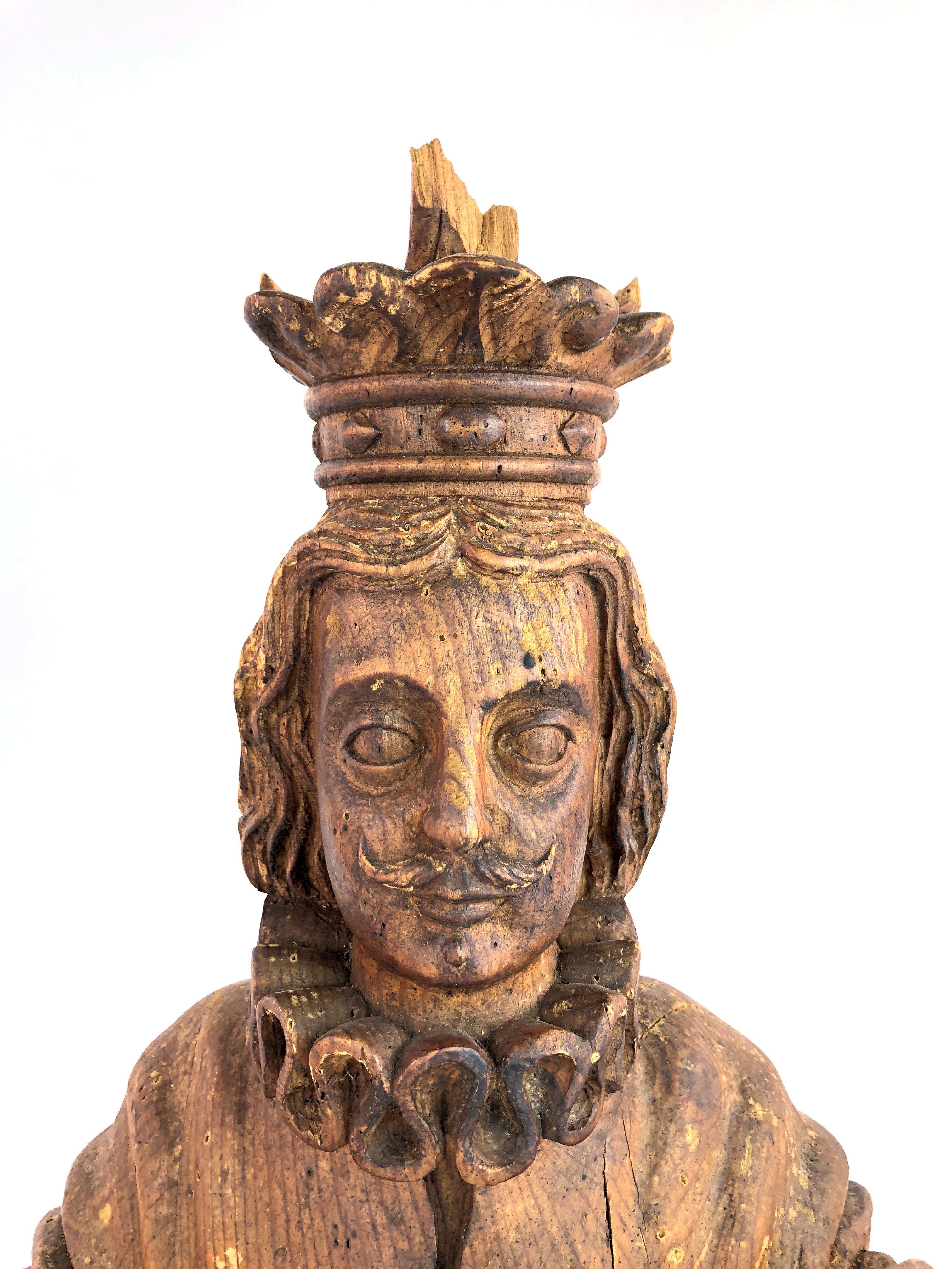 Intricately Carved French Royalty King & Queen Busts Sculptures
