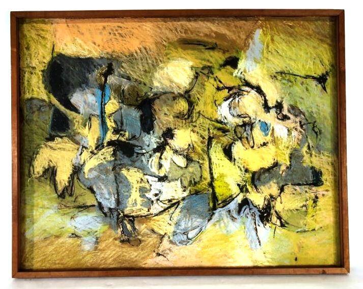 Harry Nadler, Framed Chalk on Board, Signed 1959