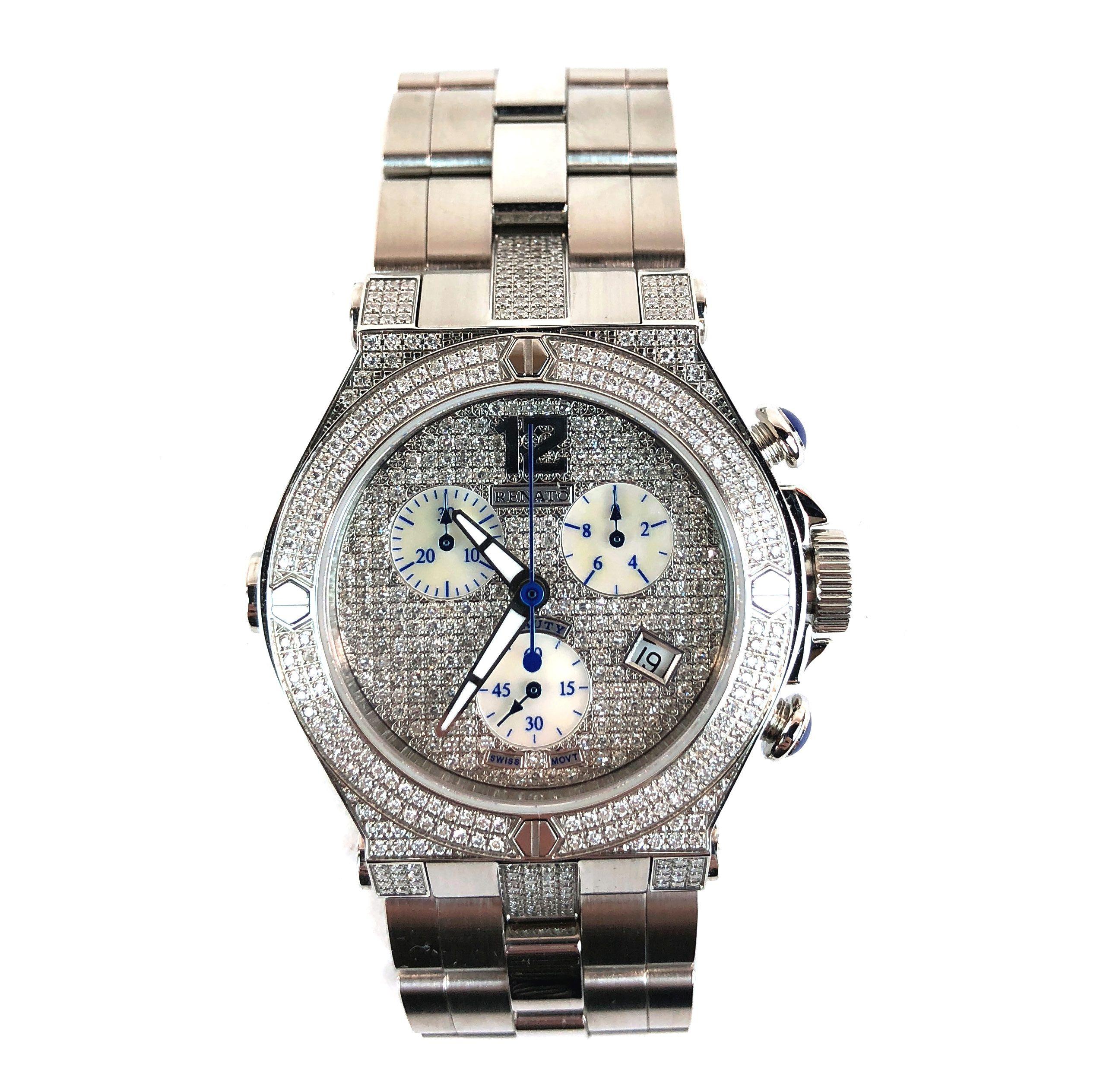 Renato Stainless Steel Ladies Watch with 2.72 Carats of Round Brilliant Diamonds