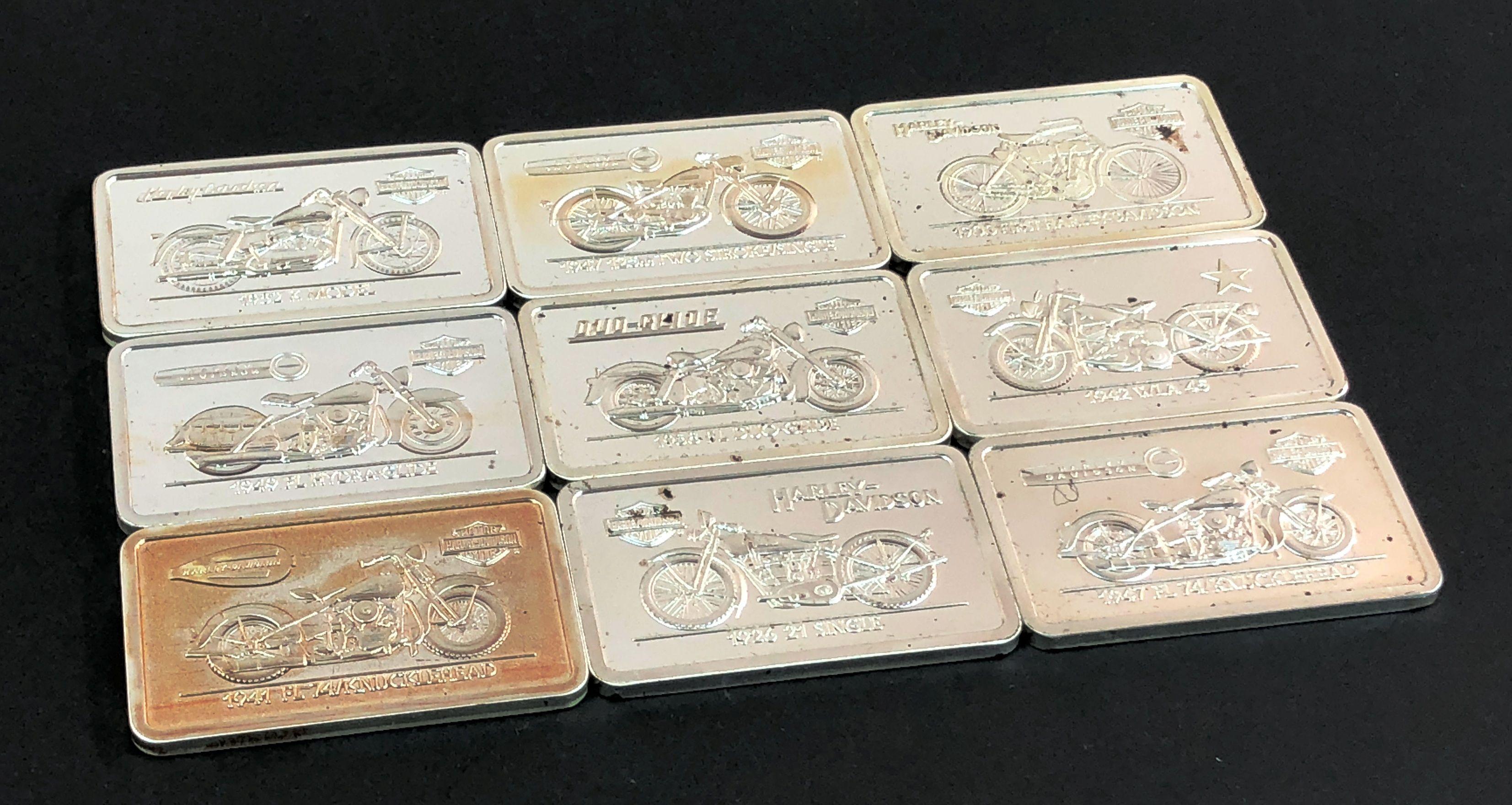 Collection of 1992 Harley Davidson Brookfield Collector Guild .999 Fine Silver Bars - 27.6 Troy Oz