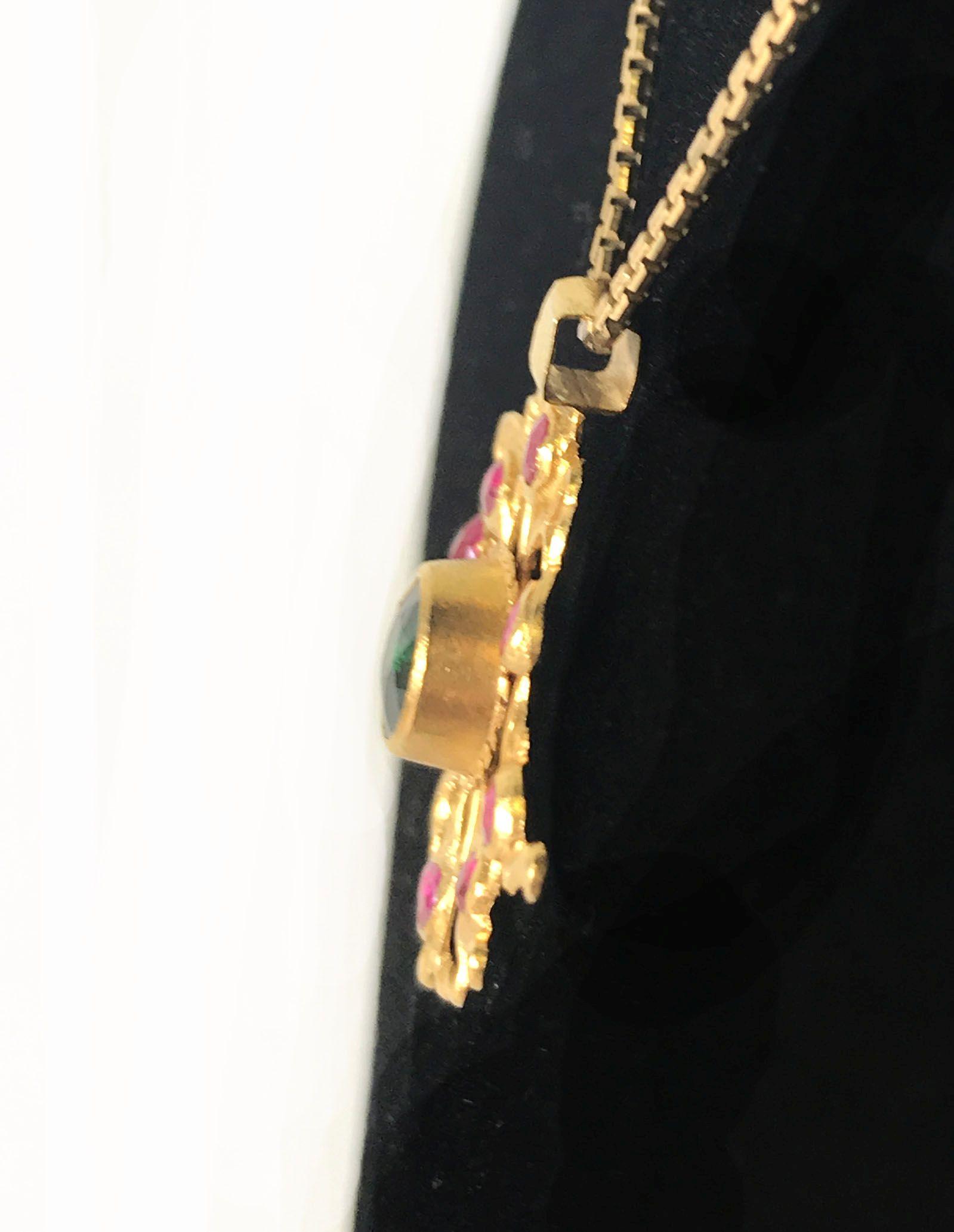 18KT Yellow Gold Necklace with Two 18KT+ Gold Pendants 9.7 Grams